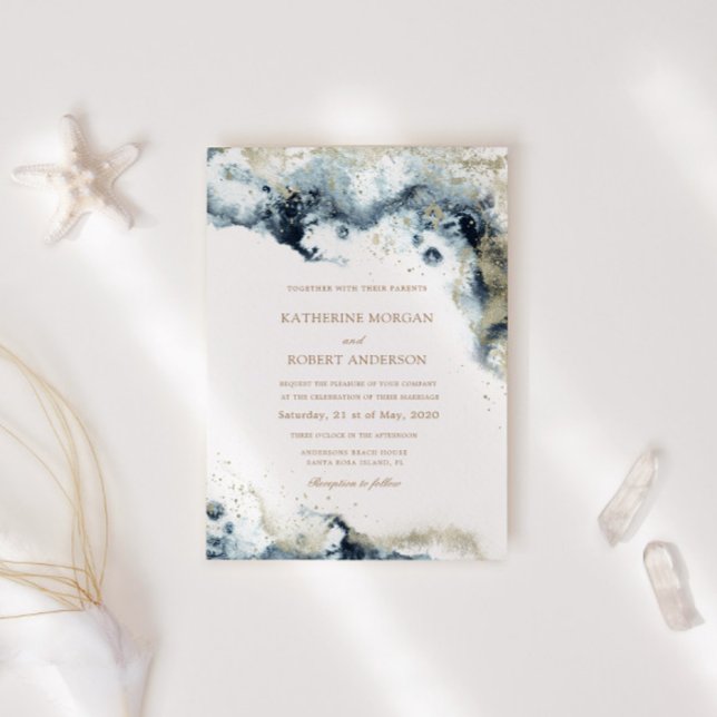 Invitación Boda fotográfico de Watercolor Blue Budget (Subido por el creador)