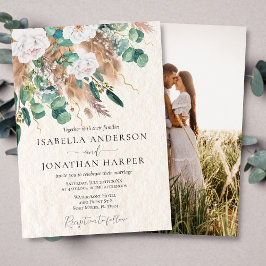 Invitación Boda fotográfico del Boho Green Eucalyptus Beige P