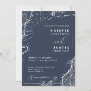 Invitación Boda fotográfico del código QR de viajes de la Mar