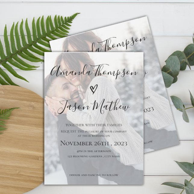 Invitación Boda fotográfico del efecto Vellum Faux (Subido por el creador)