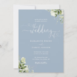 Invitación Boda fotográfico del guión del corazón azul turbio