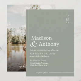 Invitación Boda fotográfico del guión del presupuesto verde d