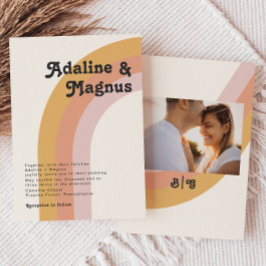 Invitación Boda fotográfico del monograma arco iris de la ret