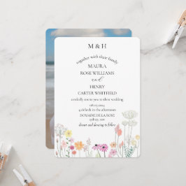 Invitación Boda fotográfico del Monograma de la Flor Silvestr