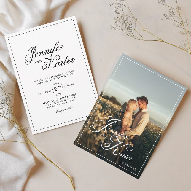 Invitación Boda fotográfico elegante de borde cuadrado clásic (Subido por el creador)