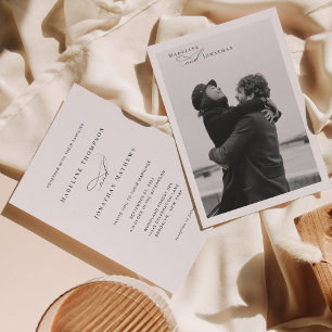 Invitación Boda fotográfico elegante de escritura clásica