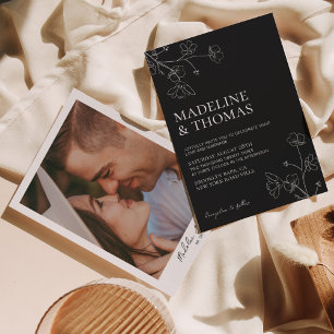 Invitación Boda fotográfico elegante en blanco y negro