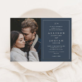 Invitación Boda fotográfico elegante monograma clásico
