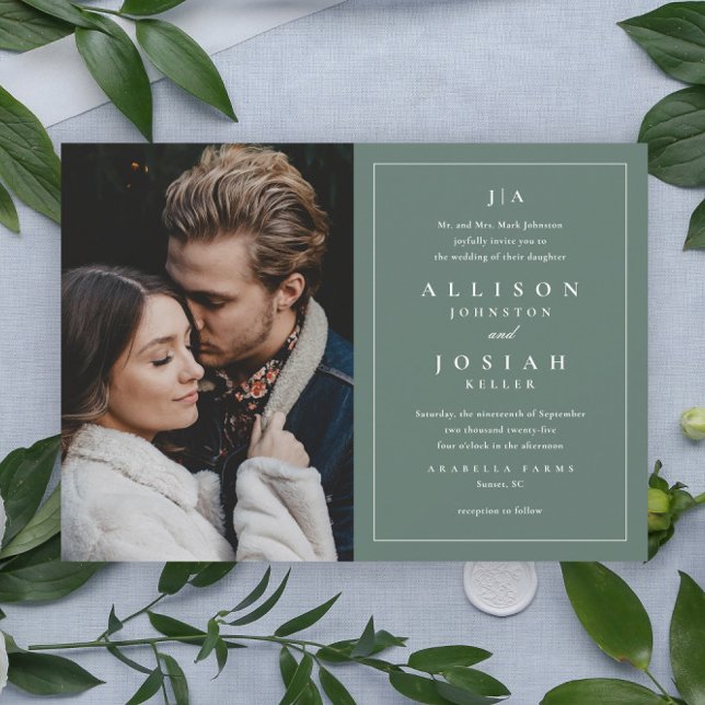 Invitación Boda fotográfico elegante monograma clásico (Subido por el creador)
