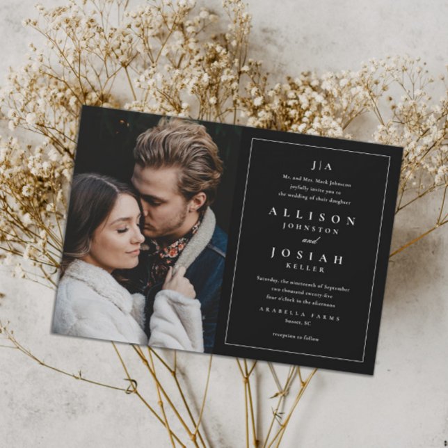 Invitación Boda fotográfico elegante monograma clásico (Subido por el creador)