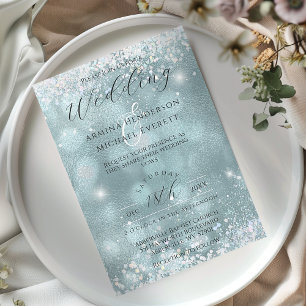 Invitación Boda fotográfico elegante y glamoroso Purpurina az
