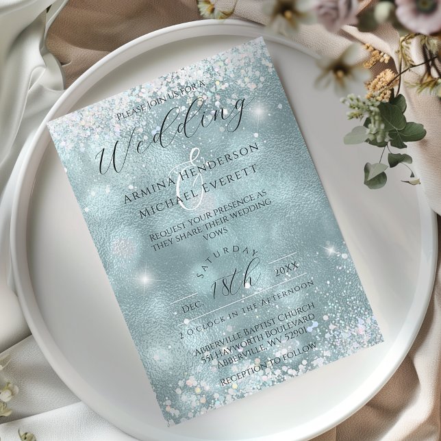 Invitación Boda fotográfico elegante y glamoroso Purpurina az (Subido por el creador)