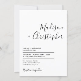 Invitación Boda fotográfico elegante y sencillo de caligrafía