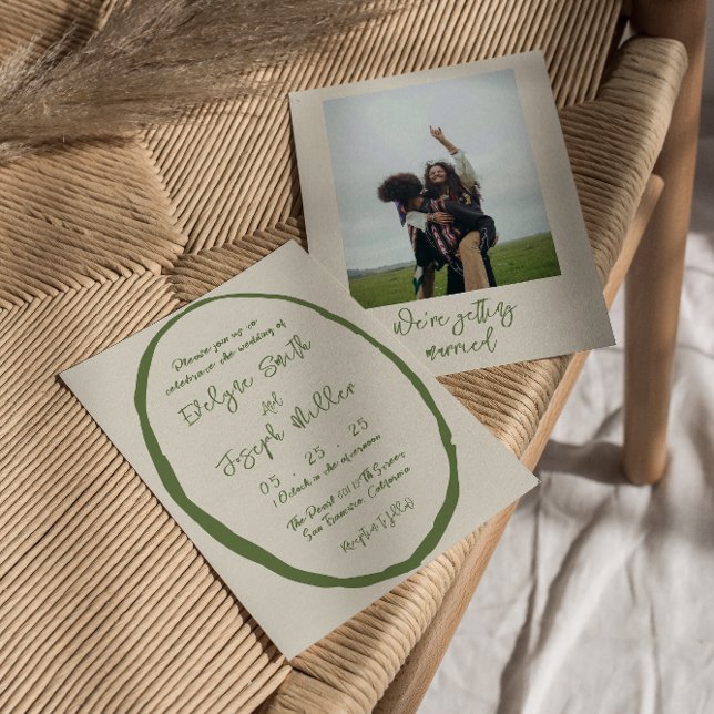 Invitación Boda fotográfico escrito dibujado a mano ilustrada (Subido por el creador)