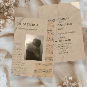 Invitación Boda fotográfico estético de papel de época