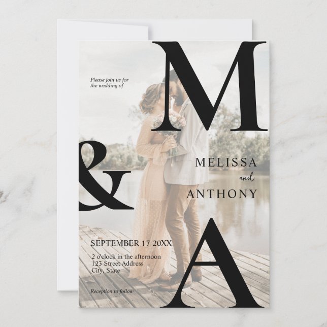 Invitación Boda fotográfico Faux Vellum (Anverso)