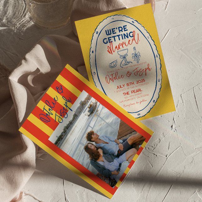 Invitación Boda fotográfico ilustrado con escrúpulos colorido (Subido por el creador)