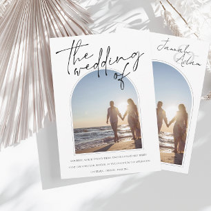Invitación Boda fotográfico inicial del Arco Blanco Negro mod