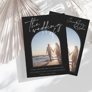 Invitación Boda fotográfico inicial del Arco Blanco Negro mod