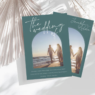 Invitación Boda fotográfico inicial del Arco Verde Esmeralda 