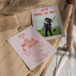 Invitación Boda fotográfico Martini de color retro