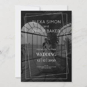 Invitación Boda fotográfico minimalista blanco y negro