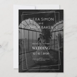 Invitación Boda fotográfico minimalista blanco y negro