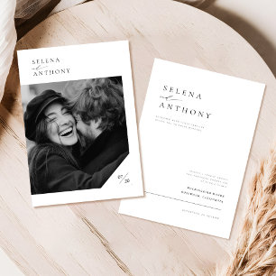 Invitación Boda fotográfico Minimalista boho negro y blanco