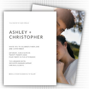 Invitación Boda fotográfico Minimalista de pizarra oscura ord