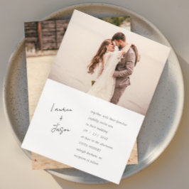 Invitación Boda fotográfico minimalista en blanco y negro 2