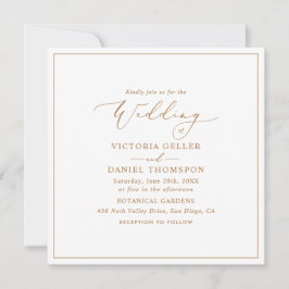 Invitación Boda fotográfico minimalista Gold Square