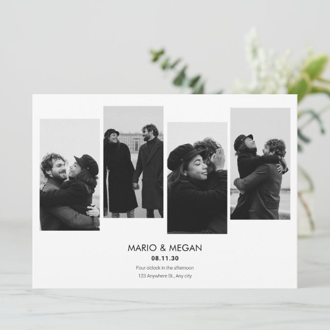 Invitación Boda fotográfico minimalista moderno (Anverso de pie)