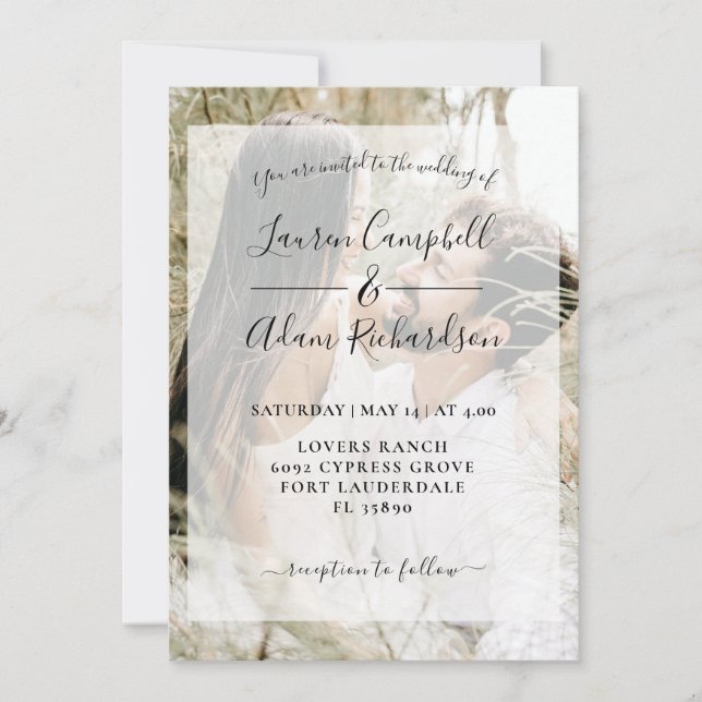 Invitación Boda fotográfico minimalista moderno (Anverso)