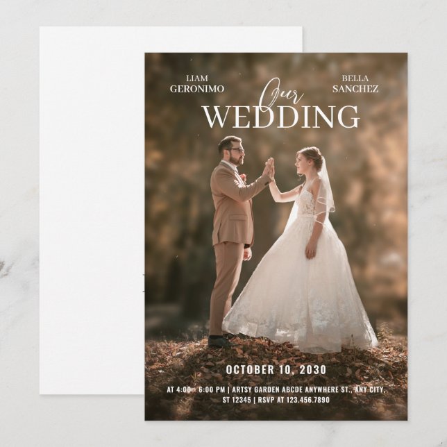 Invitación Boda fotográfico minimalista moderno (Anverso / Reverso)