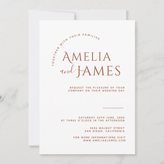 Invitación Boda fotográfico Minimalista moderno de Boho Terra (Anverso)