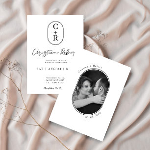 Invitación Boda fotográfico minimalista moderno en blanco y n