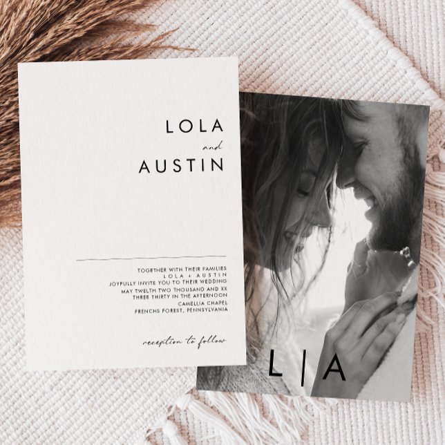 Invitación Boda fotográfico Minimalista moderno en monograma (Subido por el creador)