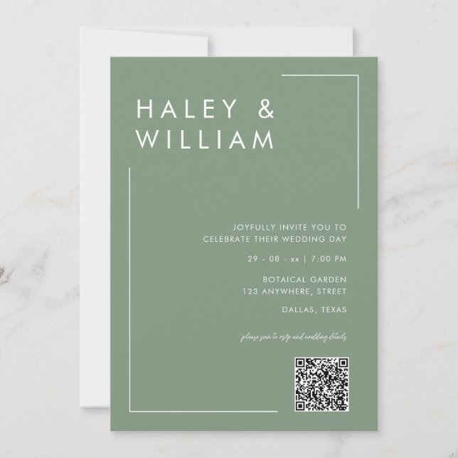 Invitación Boda fotográfico Minimalista simple y blanco moder (Anverso)