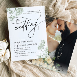 Invitación Boda fotográfico Minimalista Vintage Sage Green Fl