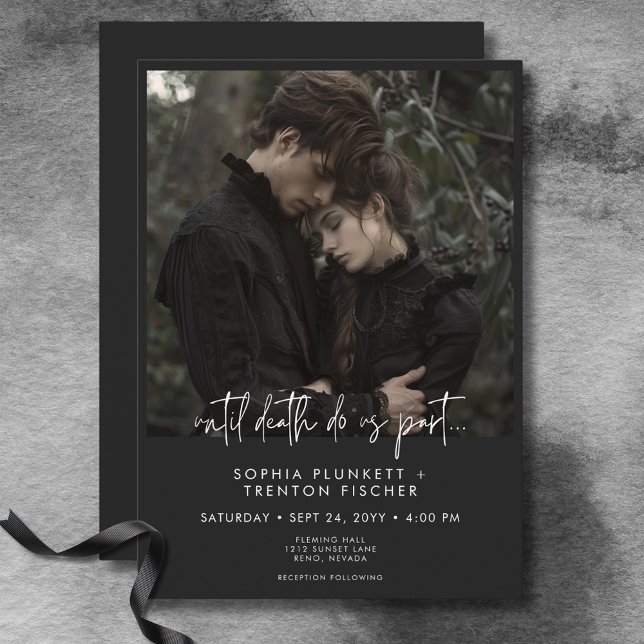 Invitación Boda fotográfico mínimo de Dark Moody (Dark Moody Minimal Photo Wedding Invitation)