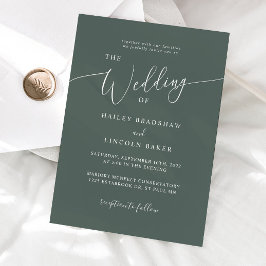 Invitación Boda fotográfico mínimo verde moderno