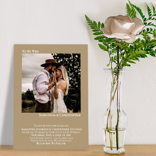 Invitación Boda fotográfico Mocha Tan para Be Wed Minimalista