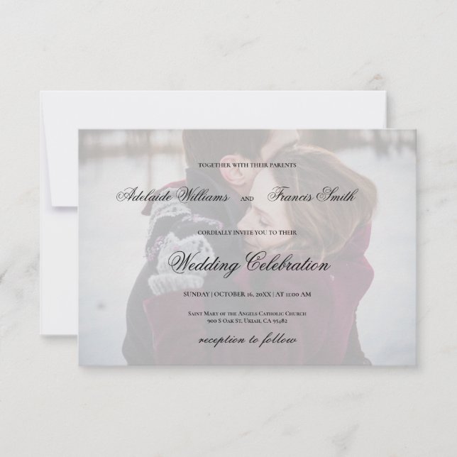 Invitación boda fotográfico moderno (Anverso)