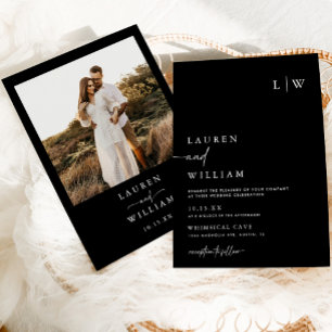Invitación Boda fotográfico moderno Boho blanco y negro