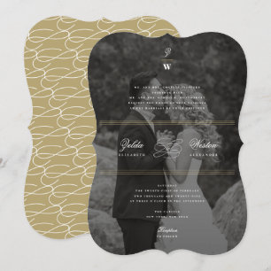 Invitación Boda fotográfico moderno con doble monograma de ba