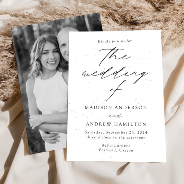 Invitación Boda fotográfico moderno con focos blancos y negro (Subido por el creador)