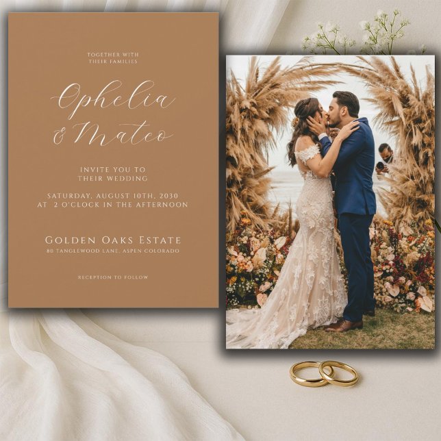 Invitación Boda fotográfico moderno con guión de boho (Subido por el creador)