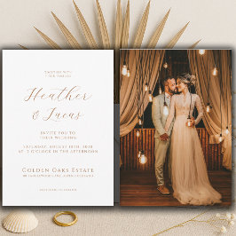 Invitación Boda fotográfico moderno con guión de boho