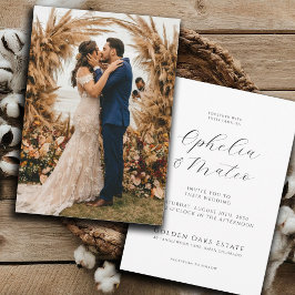 Invitación Boda fotográfico moderno con guión de boho