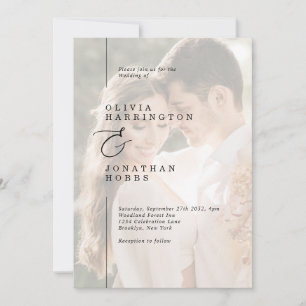 Invitación Boda fotográfico moderno de borde de línea Minimal